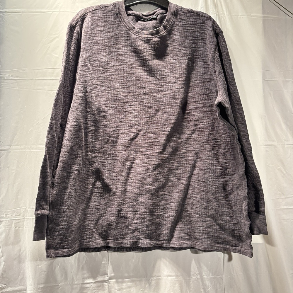 Apt 9 Men's Sweater Size XL Gray Cotton Blend Raglan Waffle Thermal 2 Spots From